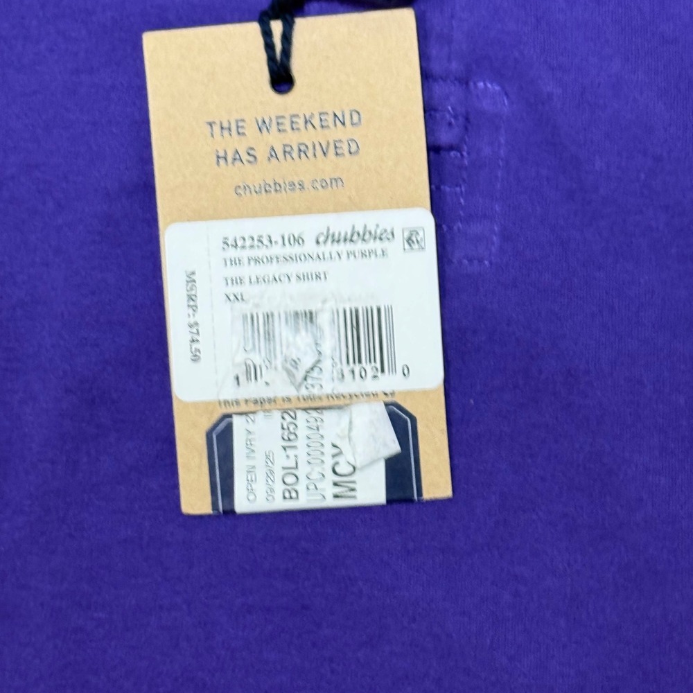 Chubbies The Legacy Shirt Mens XXL Purple Long Sleeve Polo Pineapple Logo NEW - Picture 6 of 7